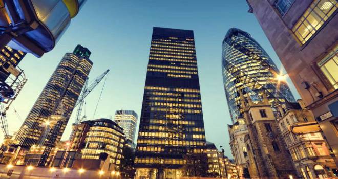 Deutsche Bank considers UK exit London skyline shard city commercial building