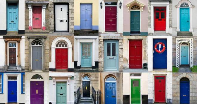 colour row houses doors street