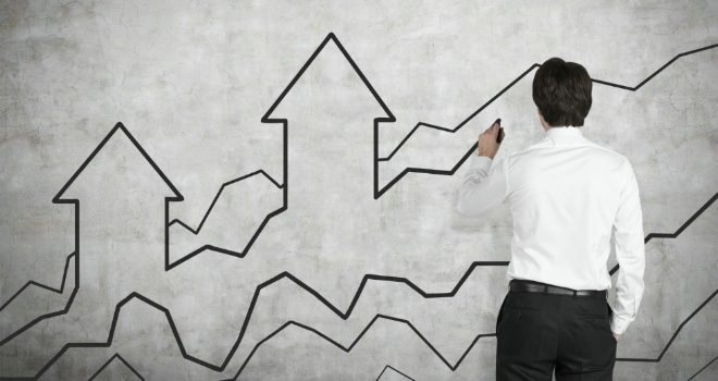 graph line chart up arrow house increase rise stats