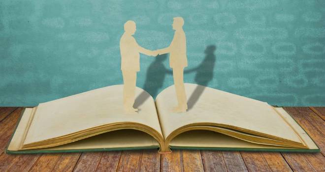 handshake open book