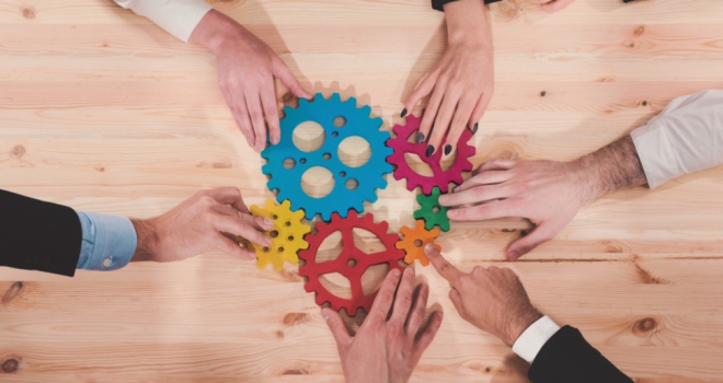 How can firms develop a committed, loyal and engaged workforce? add join cogs gears working together