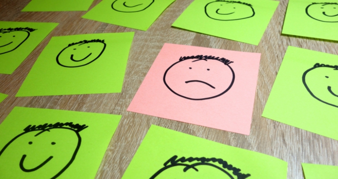 happy sad faces paper up down positive negative