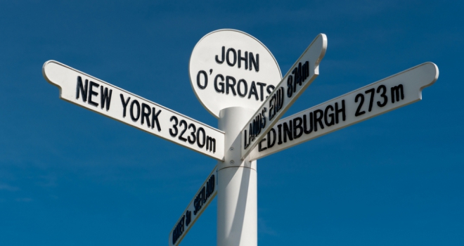 Lenders club together for charity success john o groats sign