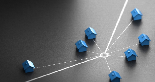 AI-powered property matching software to launch in UK small houses joined by white lines