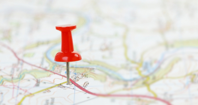 Carter Jonas identifies the best areas for delivering future new towns red pin in paper map